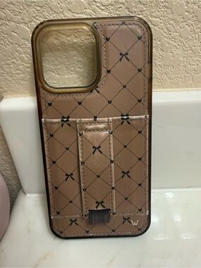 Tan Quilted-Pattern Phone Case with Hand Strap